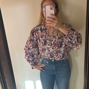 LOFT Multicolor Floral Blouse, EUC